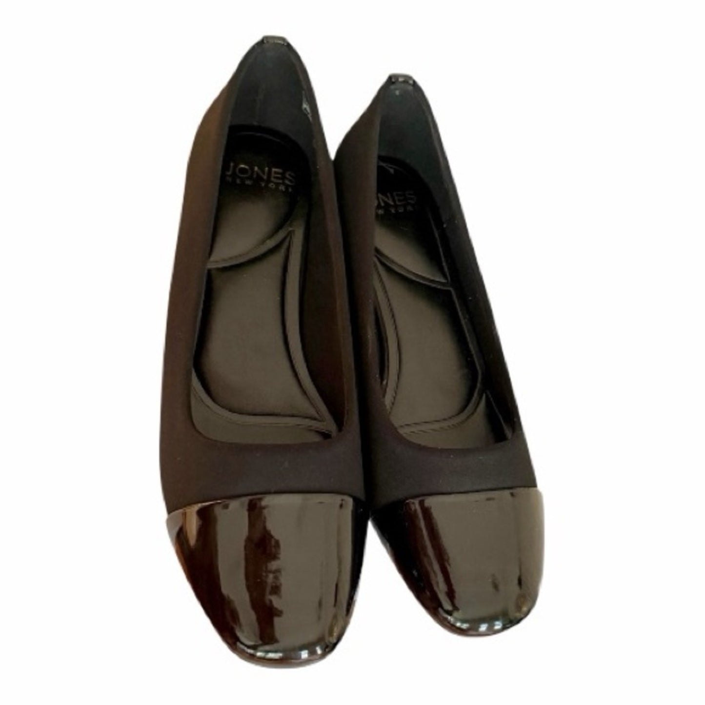 Jones New York Junelle Black Cap Toe Wedge Flats 7.5M NEW IN BOX