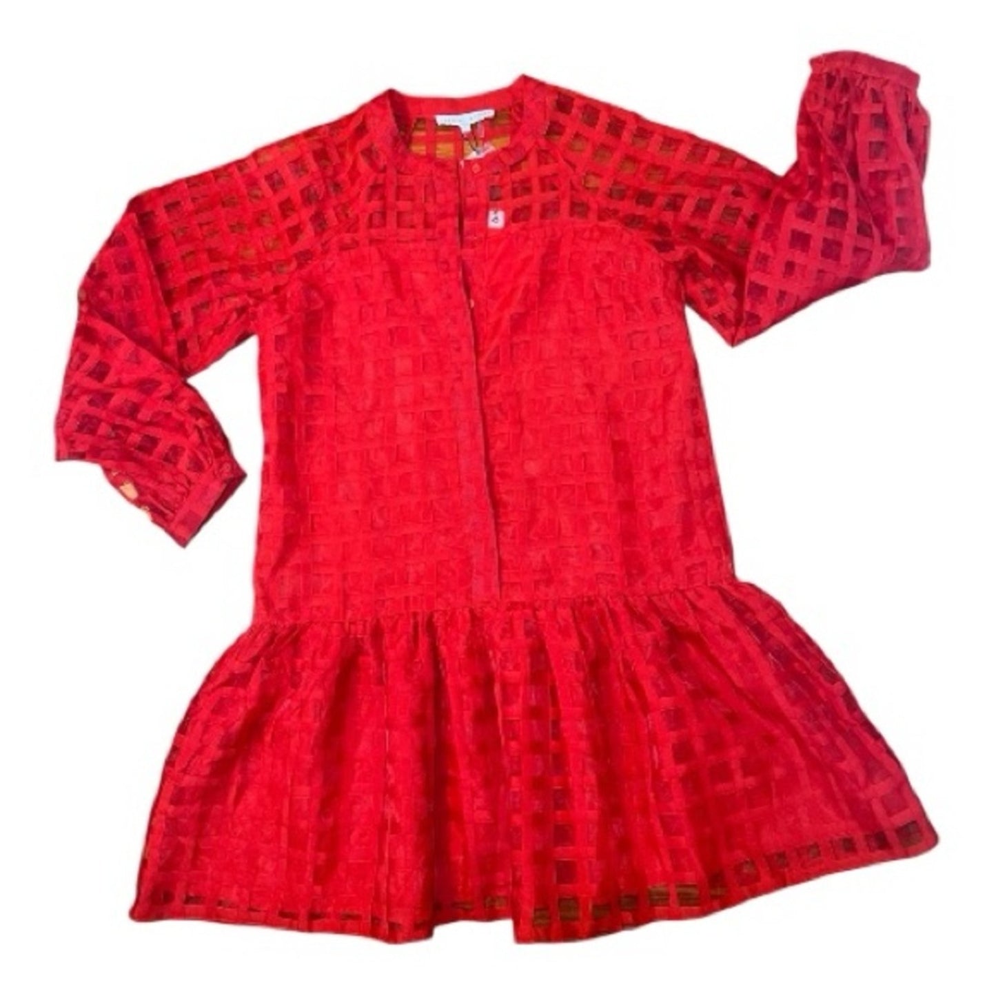 NWT Tuckernut Red Sheer Organza Checkered Mini Dress Women's Size M