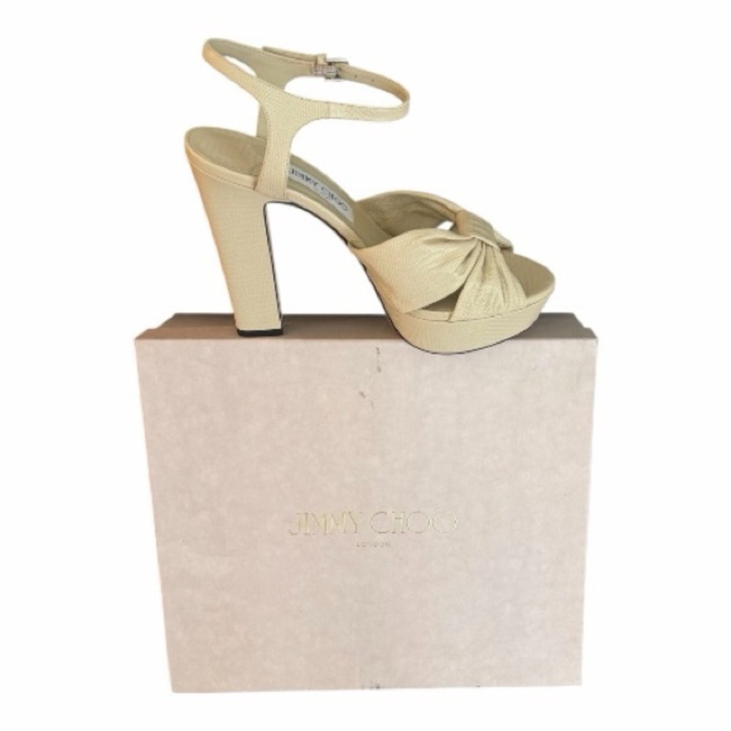 JIMMY CHOO Heloise 120 bow-embellished  leather platform sandals NWB Size 11