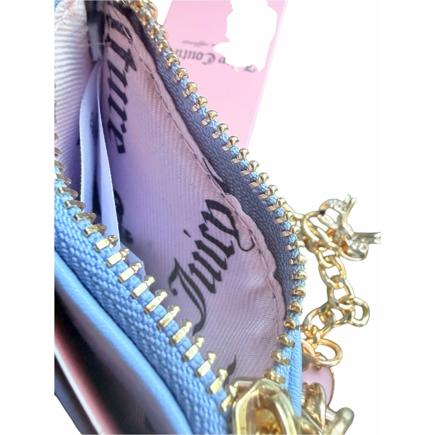Juicy Couture Baby Blue Charm Card Case Wallet NWT+ Box