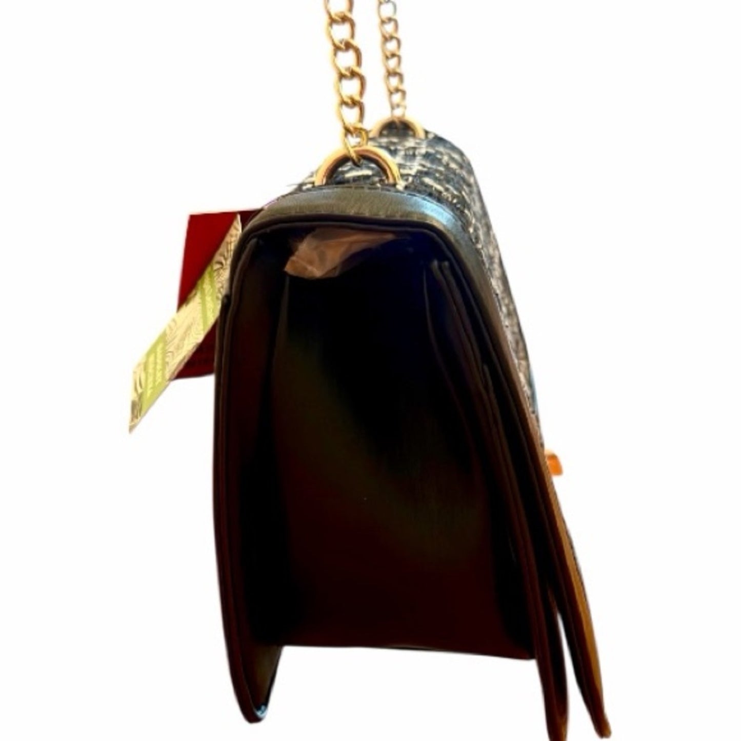 Badgley Mischka Wool Tweed Frame Crossbody Bag Black NWT