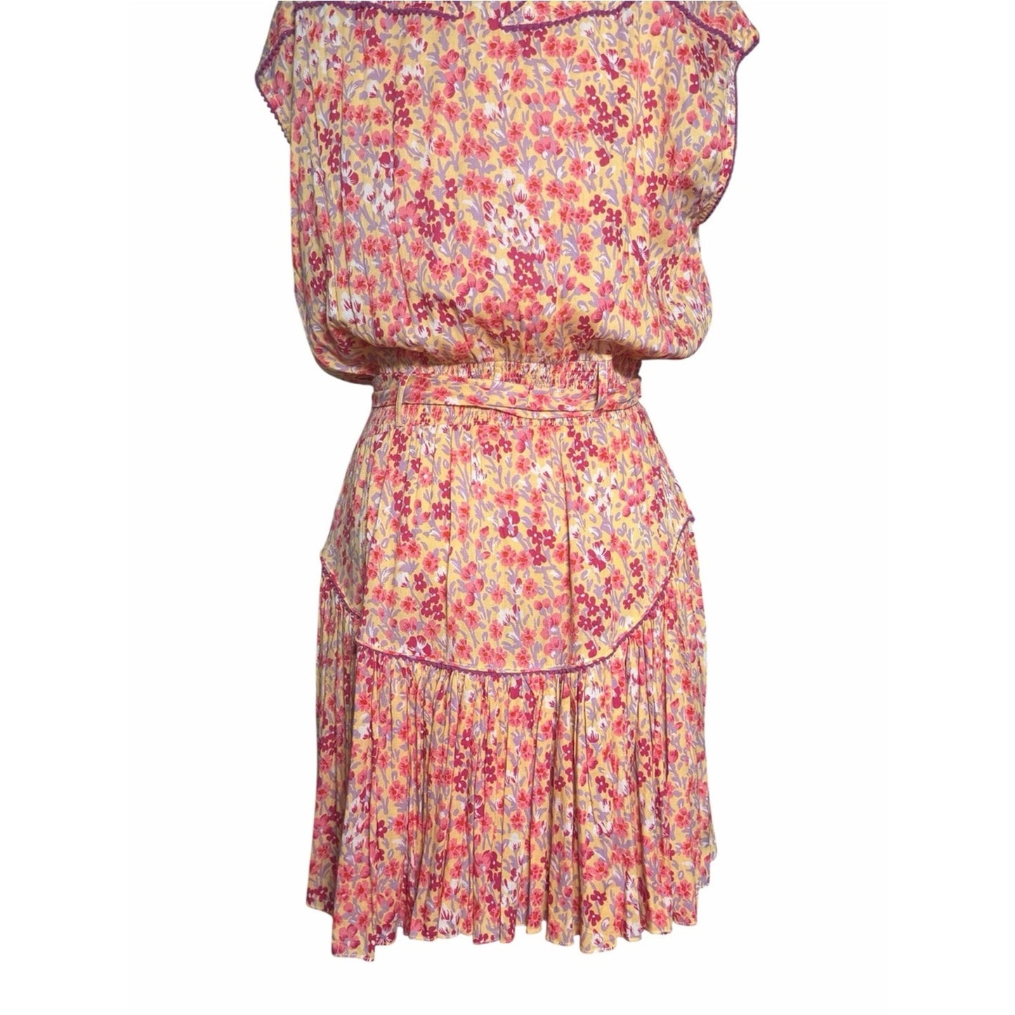 Poupette St Barth Margo Lace Mini Dress Purple Daffodil Floral Size L NWT