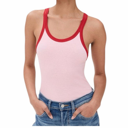 RE/DONE x Hanes Ribbed Tank Contrast Red Trim White Size L NWT Made USA