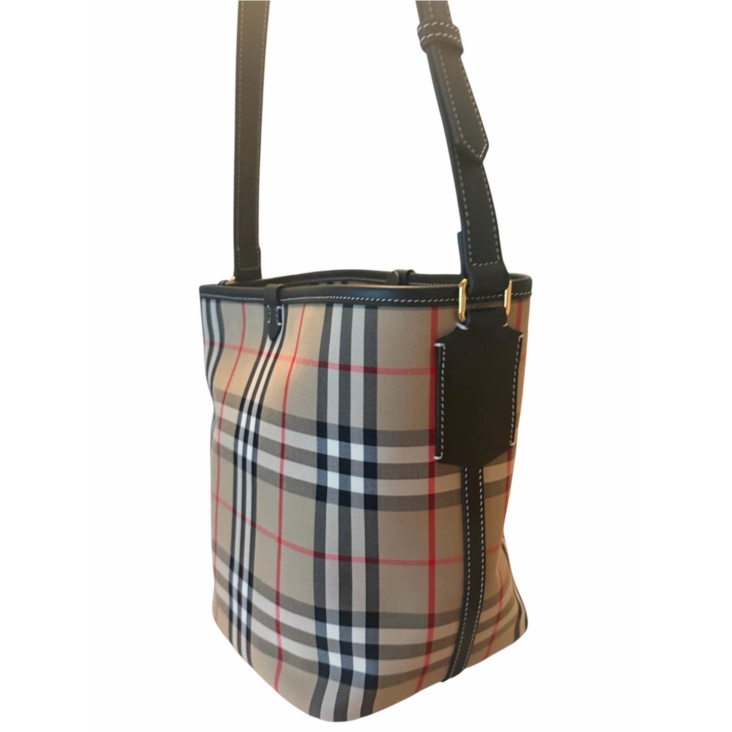 Burberry Ashby Vintage Check Crossbody Bucket Bag NWT Archive Beige w/ Dust Bag