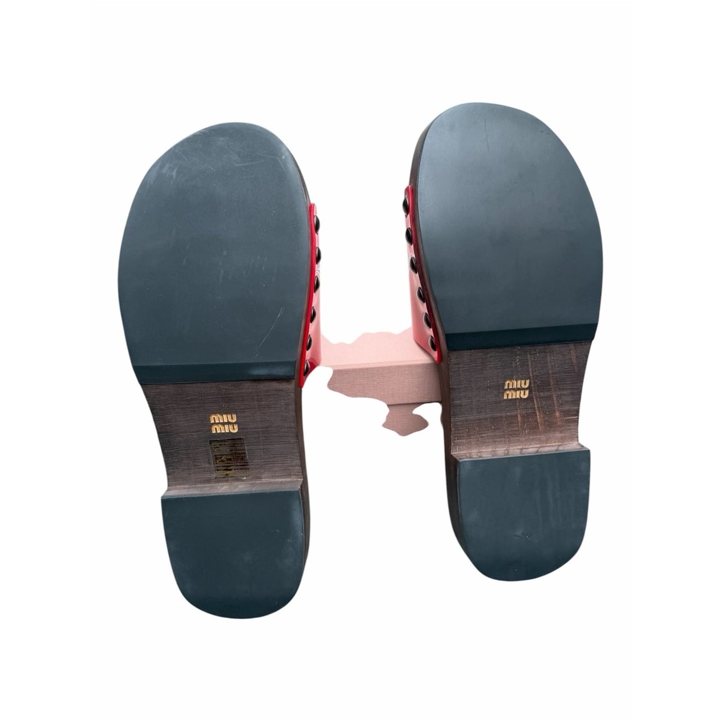 Miu Miu Red Patent Leather Wooden Slide Sandals Clogs EU 40 US 9 Box & Dust Bag