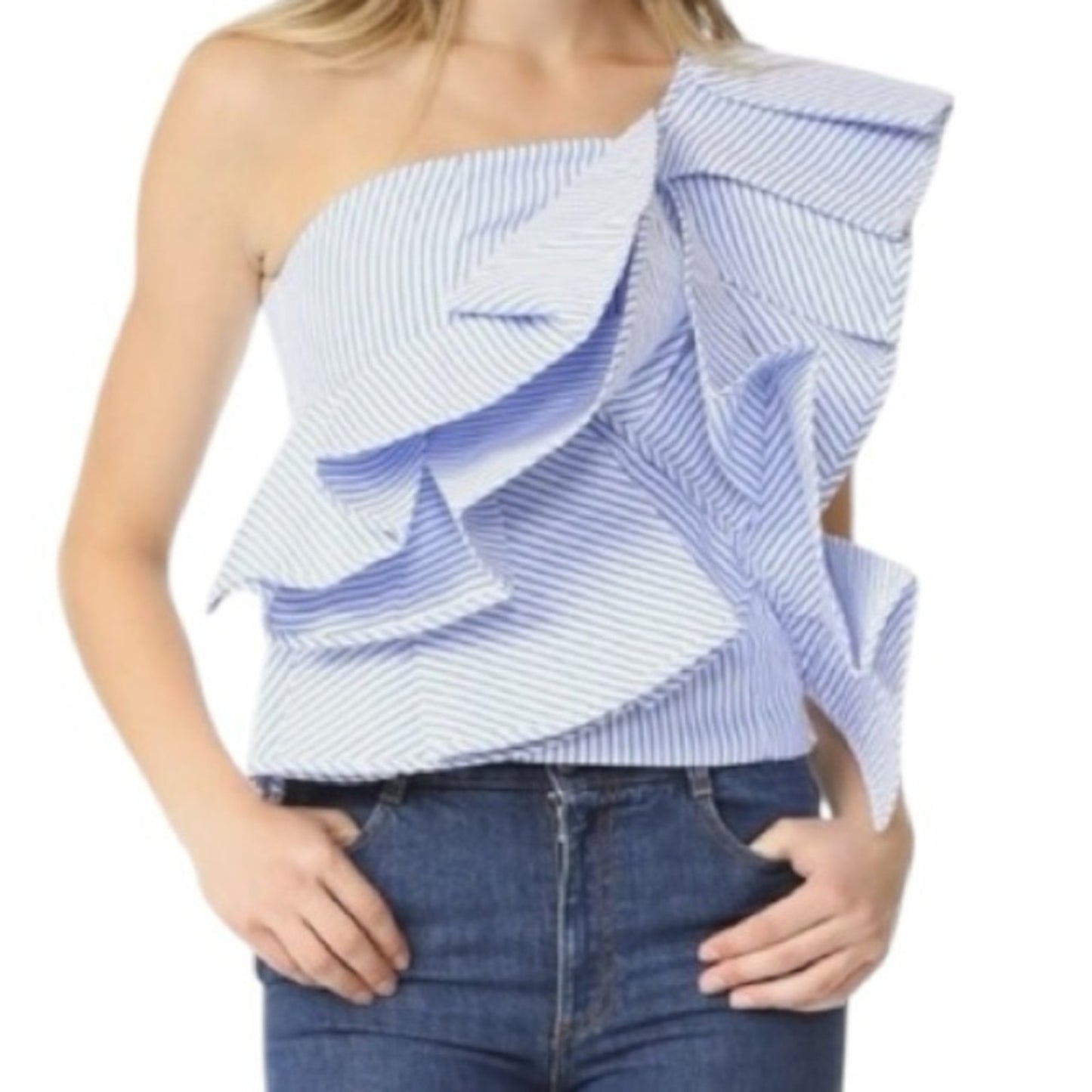Revolve Ruffled One-Shoulder Top by Style Keepers City Ruffle Top Sz Small