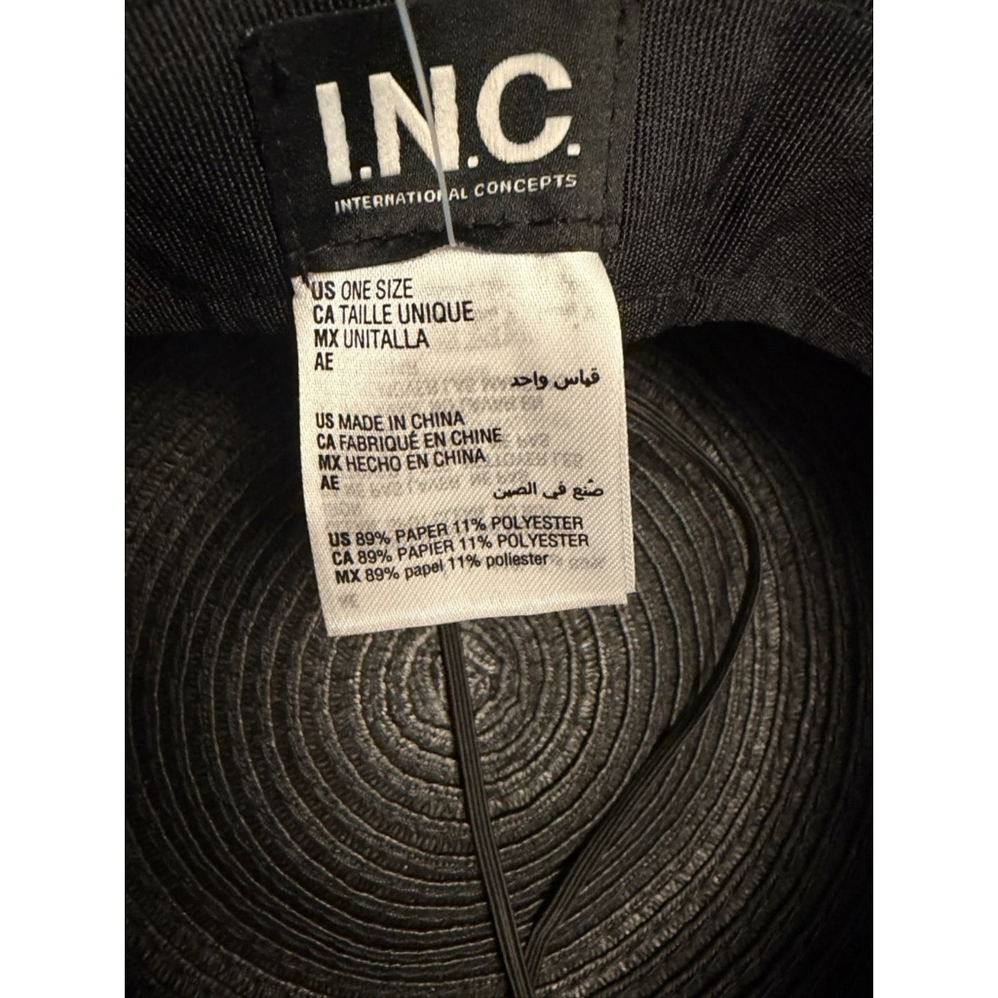 Black Floppy Sun Hat W/Seashell Trim Wide Brim INC Coastal Grandma NWT