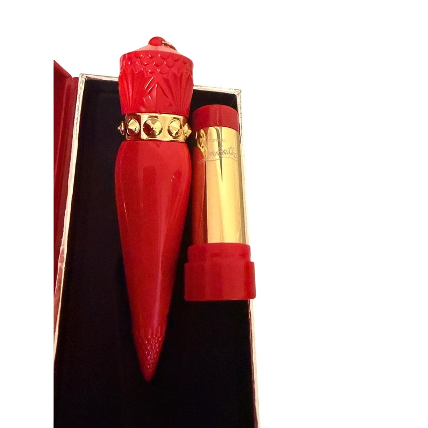 Christian Louboutin Red Refillable Lipstick Case + Papaya Nouba 531G
