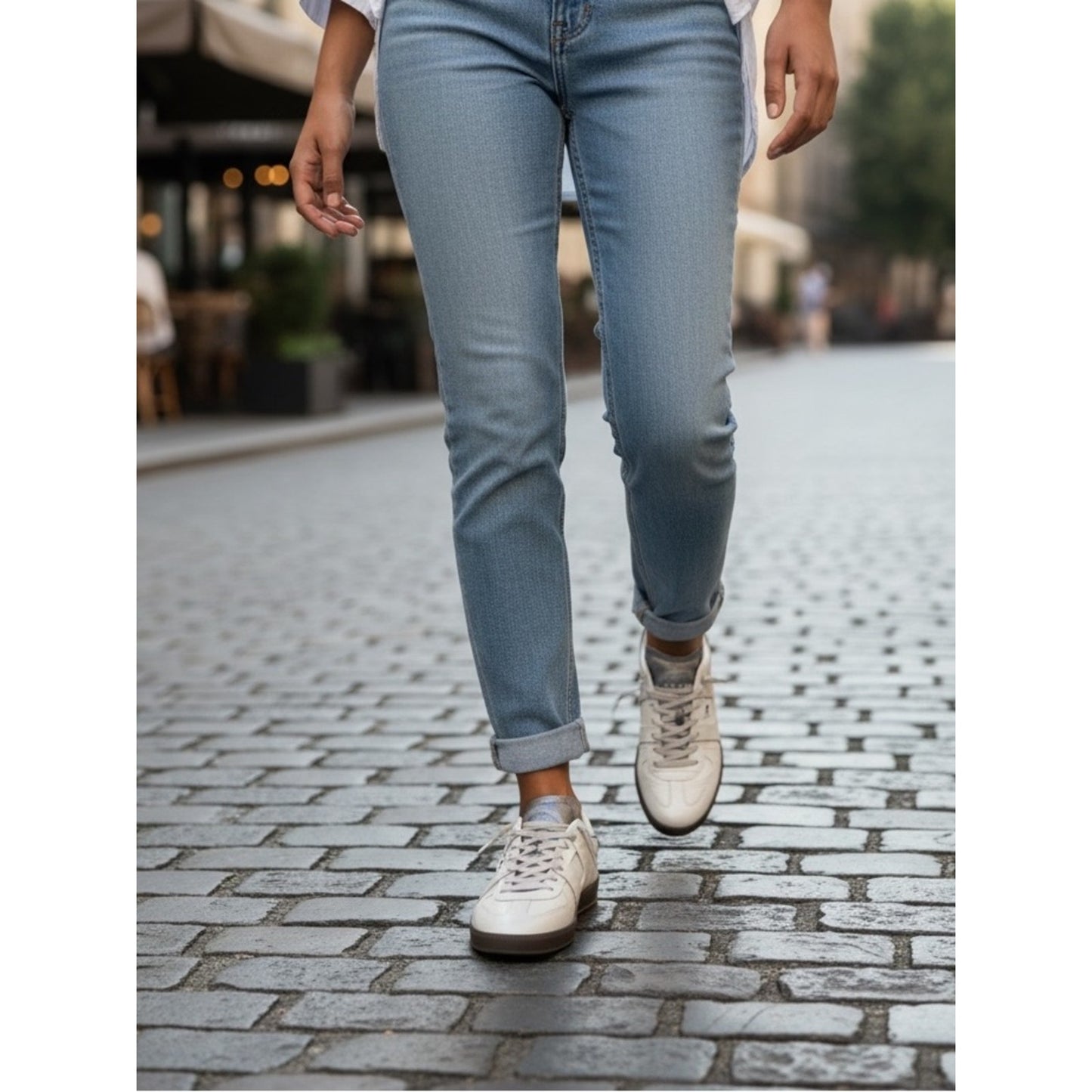 P448 Monza Metal White Sneakers Size 40 NIB Leather Silver Accent From Portugal