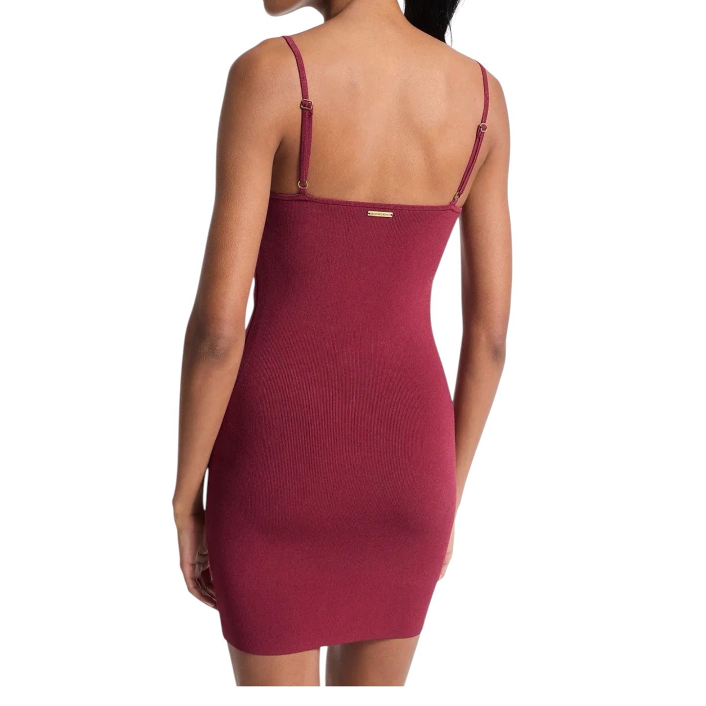 Michael Kors Ribbed Bodycon Mini Dress Deep Mulberry XL NWT