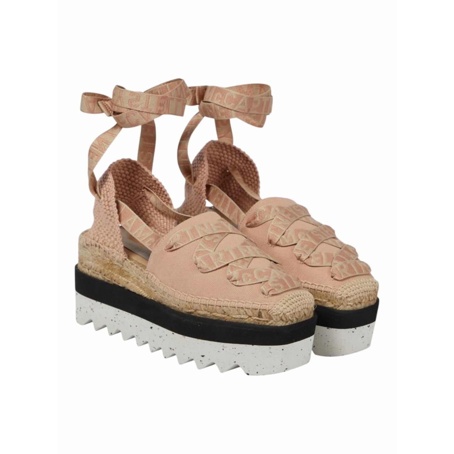 Stella McCartney Gaia Platform Espadrilles Blush Logo Lace Up Size 41 NIB
