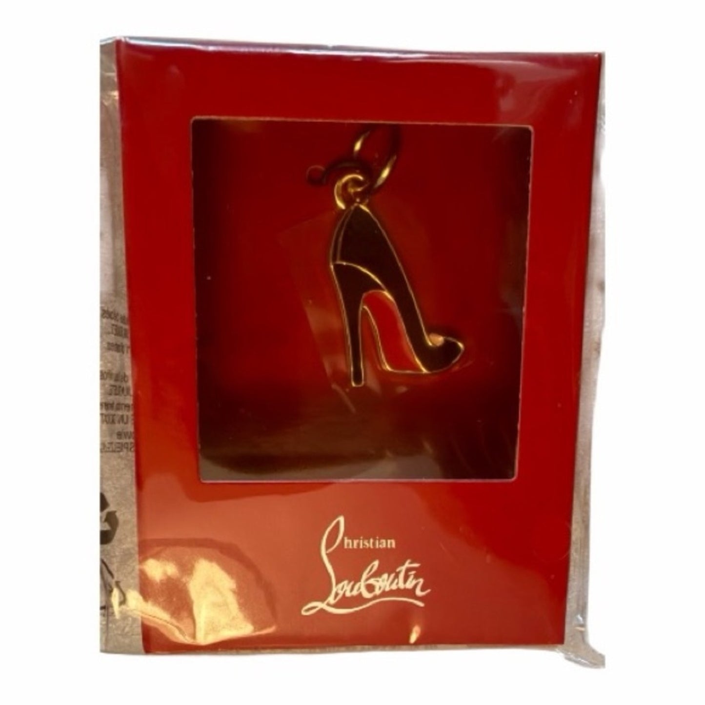 Christian Louboutin Iconic Sgnature Red Bottom Black High Heel Charm NIB