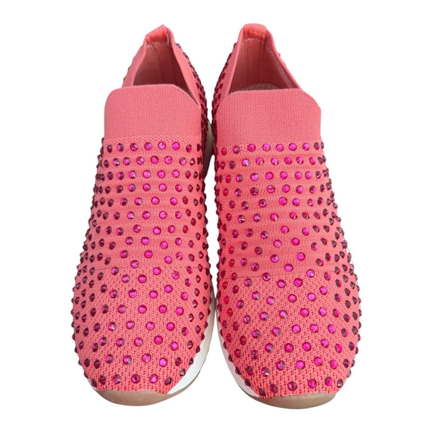 Kenneth Cole Reaction Cameron Jewel Jogger Rhinestone Knit Sneakers Pink 7.5