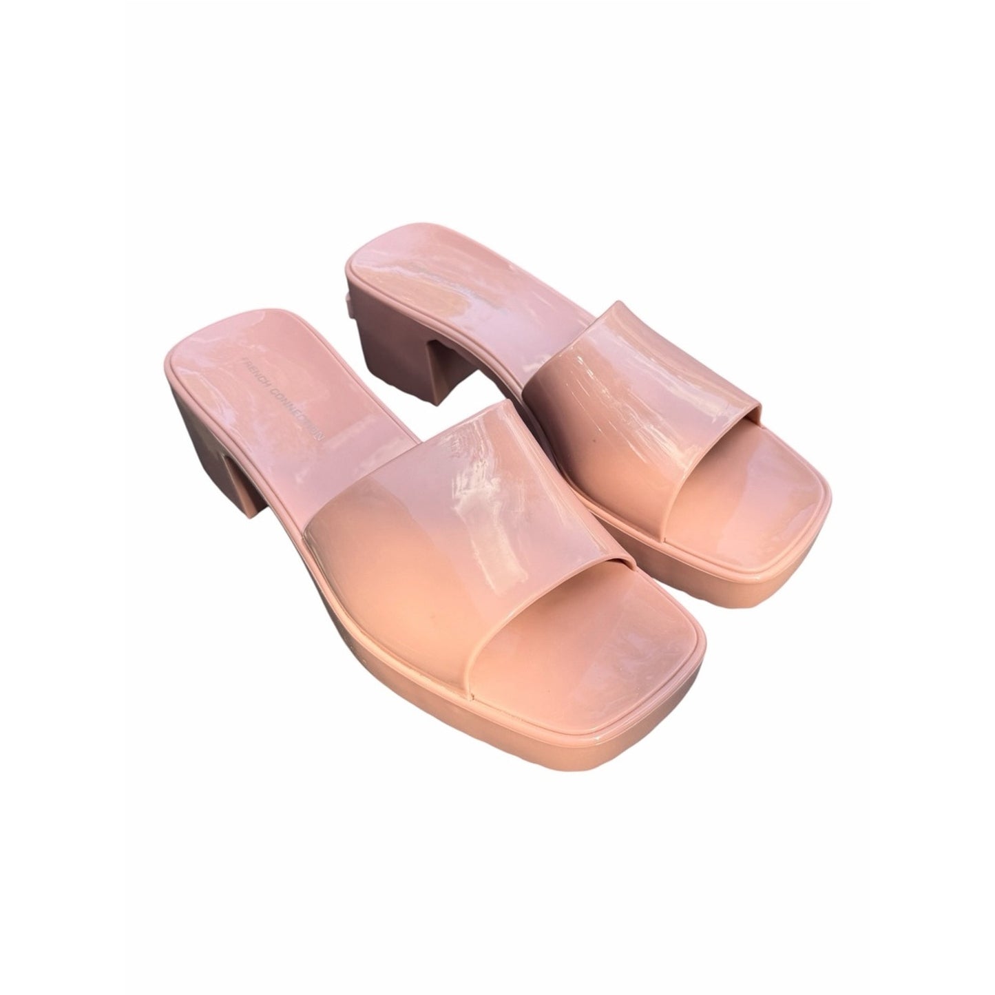 French Connection Blush Jelly Slide Sandals NIB Size 7 Chunky Heel