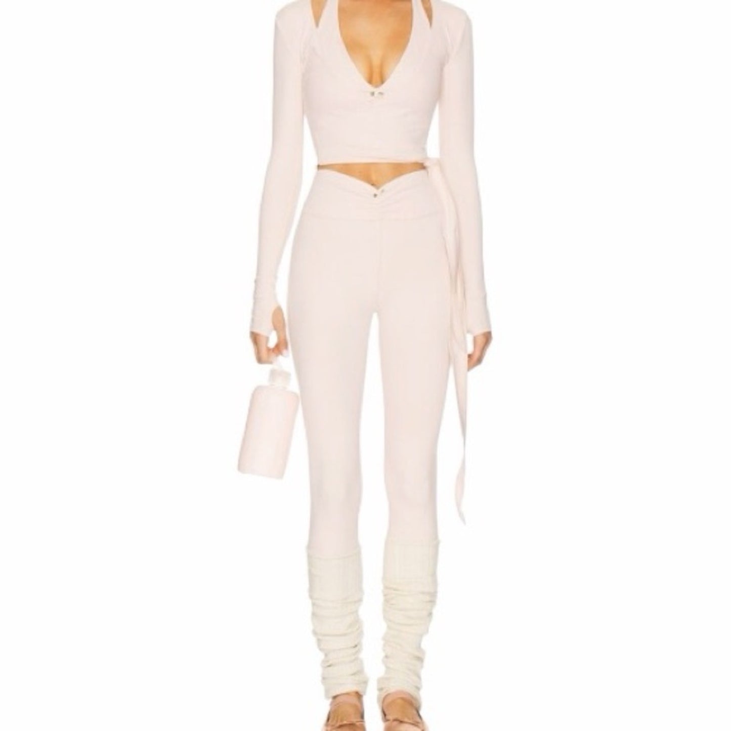 We Wore What Ruched V-Waist Leggings in Ballerina Slipper NWT Size XL