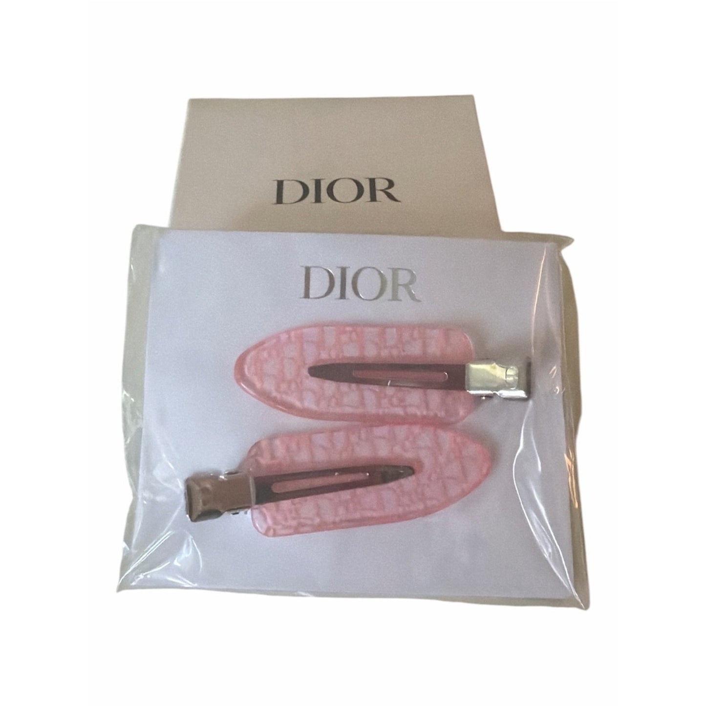 Dior Beauty Pink Oblique Monogram Hair Clips Set of 2 New W/ Original Packaging