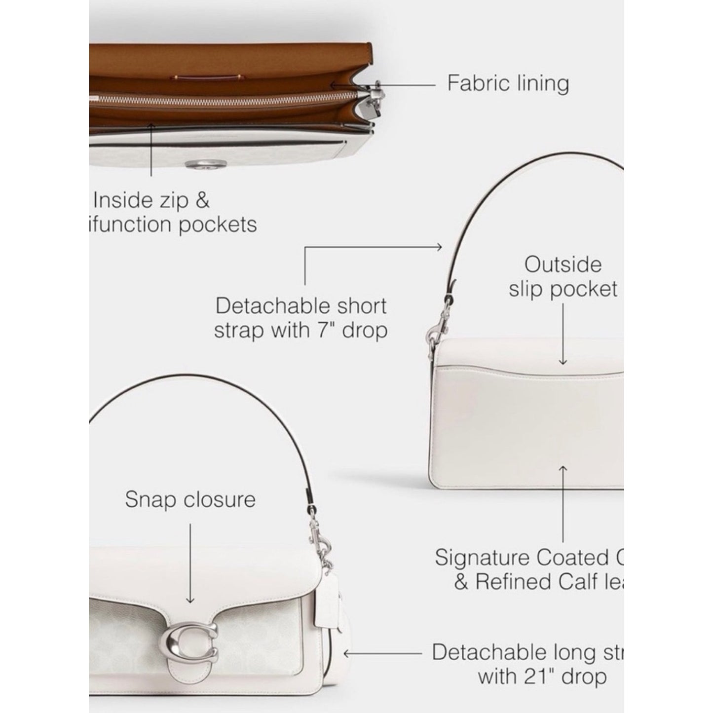 Coach Tabby Shoulder Bag 26 W/Crossbody Strap In Chalk- New With Tags