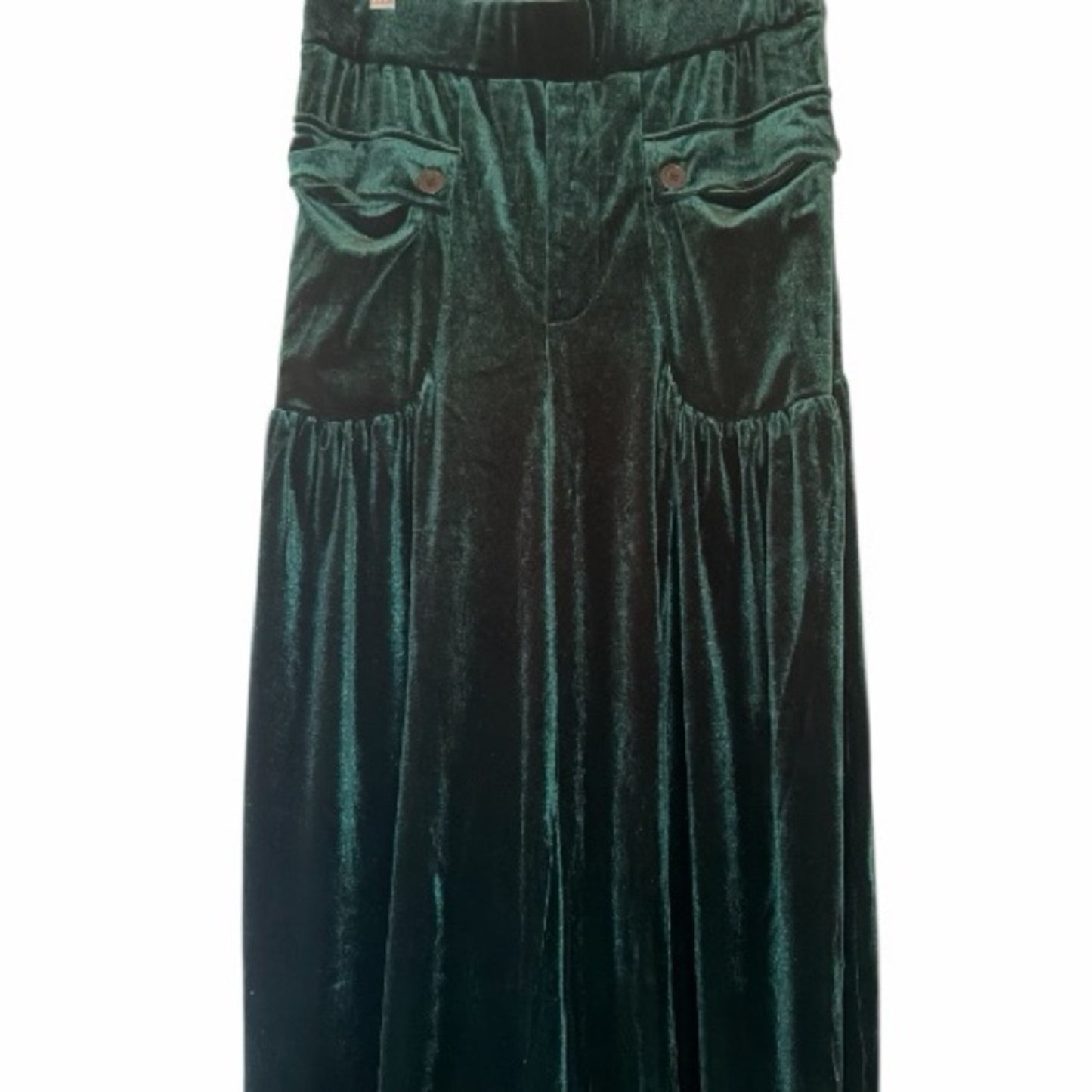 Halara Mid Rise Emerald Green Wide Leg Velvet Pants w/ Pockets NWT Size Med
