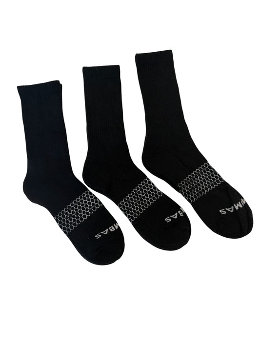 Bombas Honeycomb Crew Socks 3-Pack Black Size Large Cushioned Arch Support Men Women