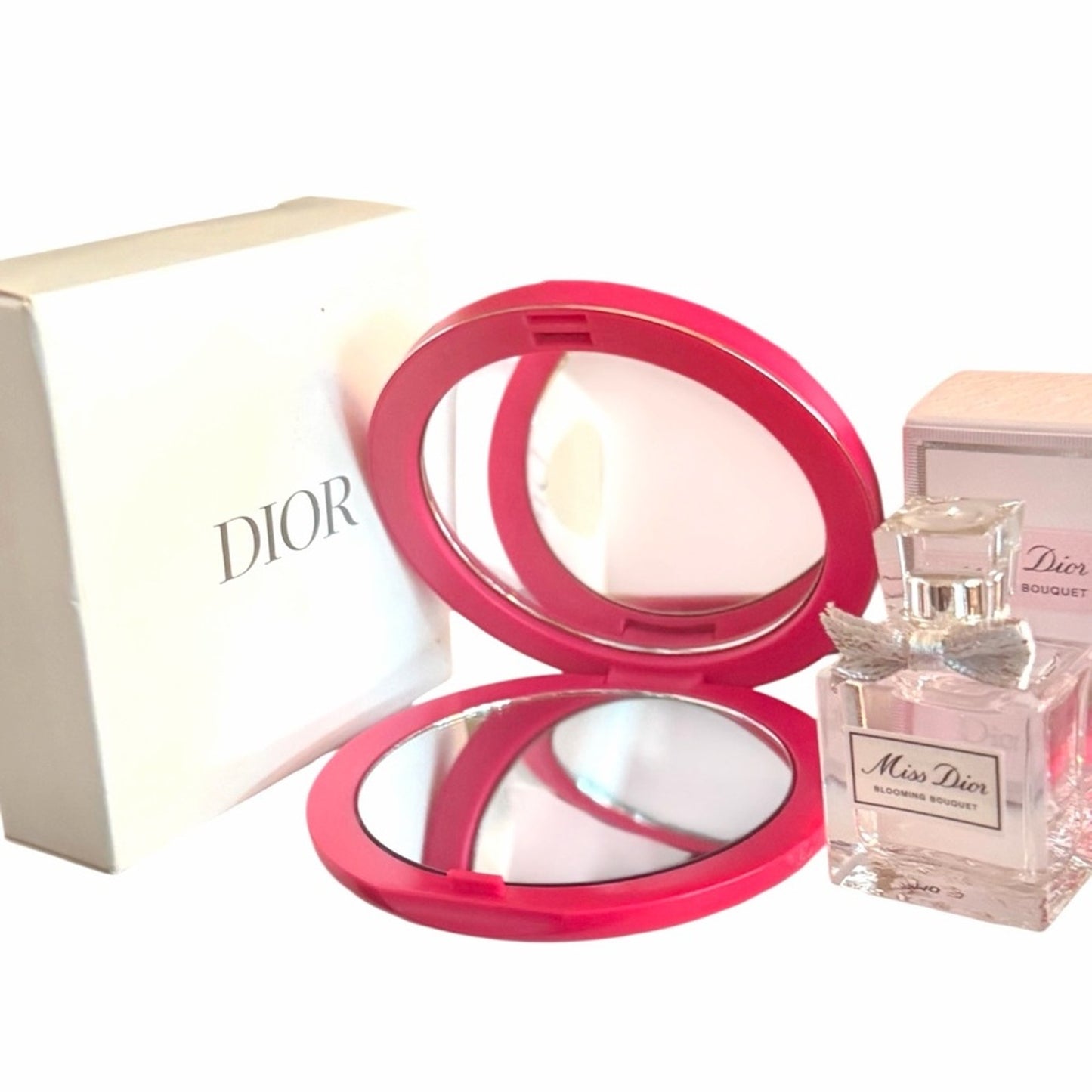Dior Pink Quilted CD Compact Mirror + Miss Dior Blooming Bouquet 5ml Gift  NIB