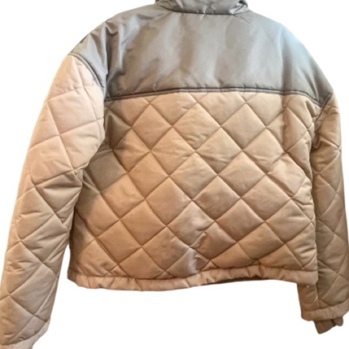 We Wore What Puffer Jacket in Beige/ Sage Color Blocked Women's Size XS NWT