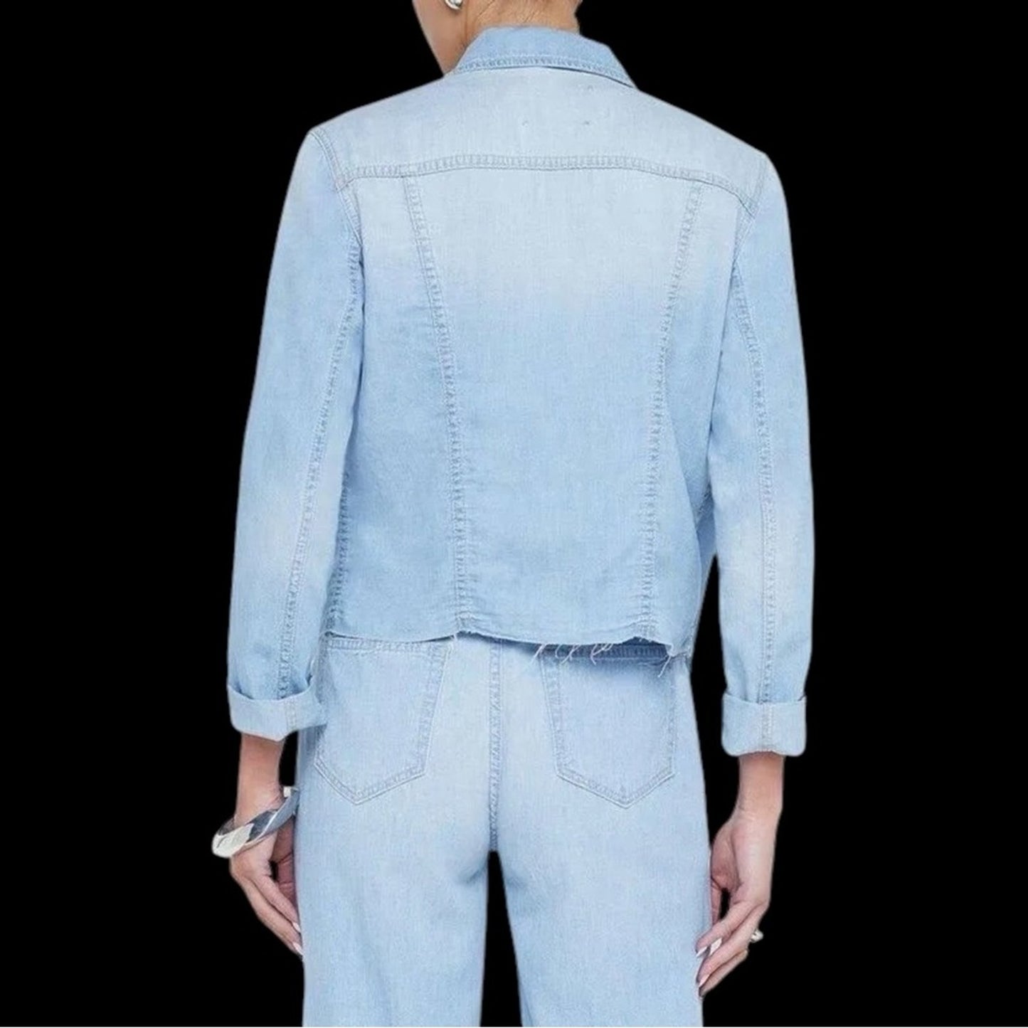 L'AGENCE Slim Raw Jean Jacket Janelle Size Large NWT