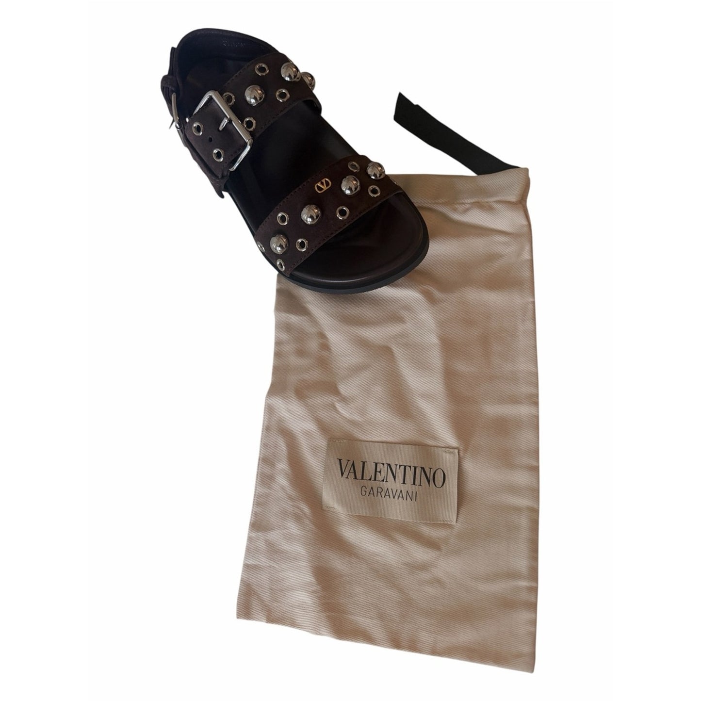 Valentino Garavani Nellcôte 20 Brown Studded Suede Sandals 37.5 NIB
