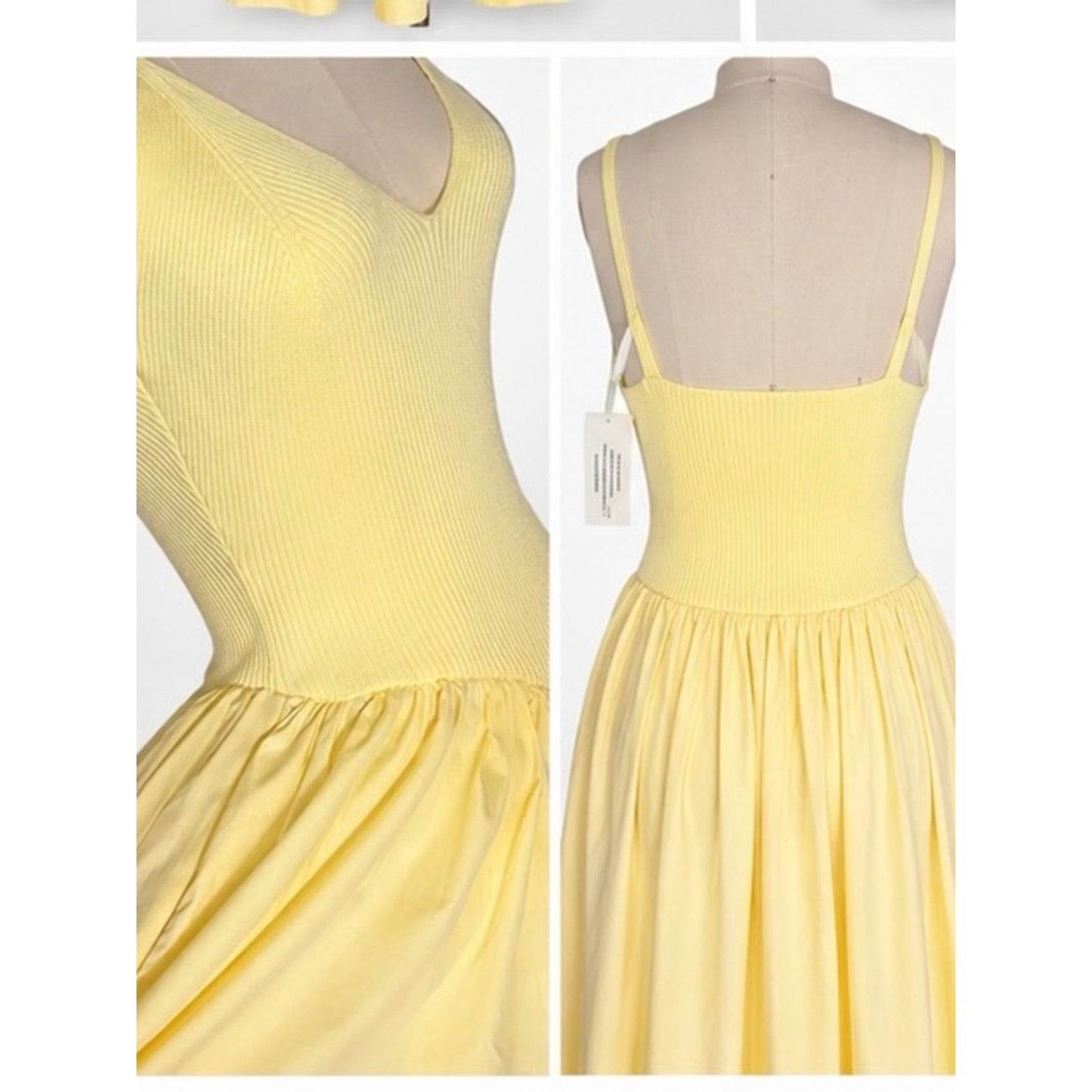 Torn by Ronny Kobo Monica Dress Lemon Butter Rib Knit Poplin Midi Dress NWT Size M