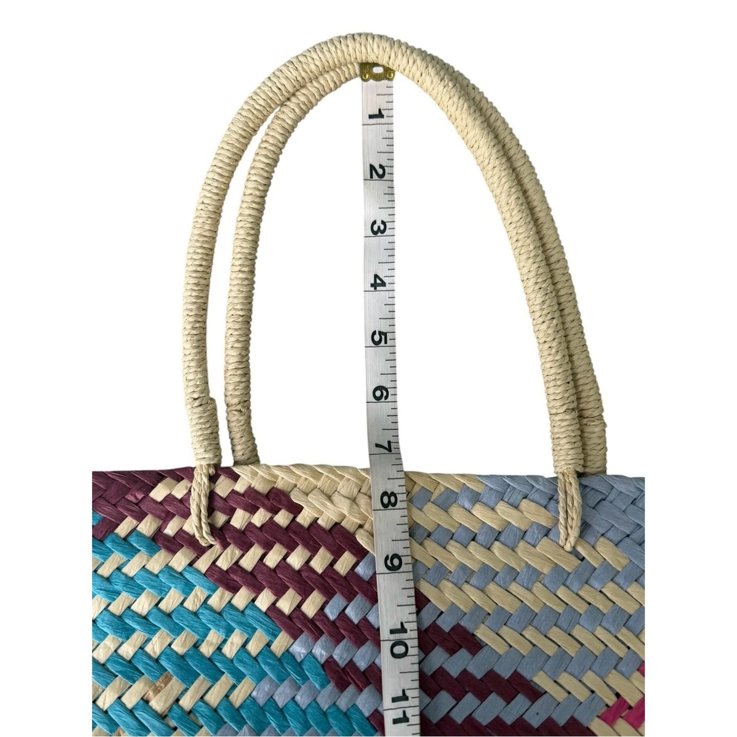 Aqua NWT Woven Paper Straw Tote Beach Resort Vacation Coastal Chic