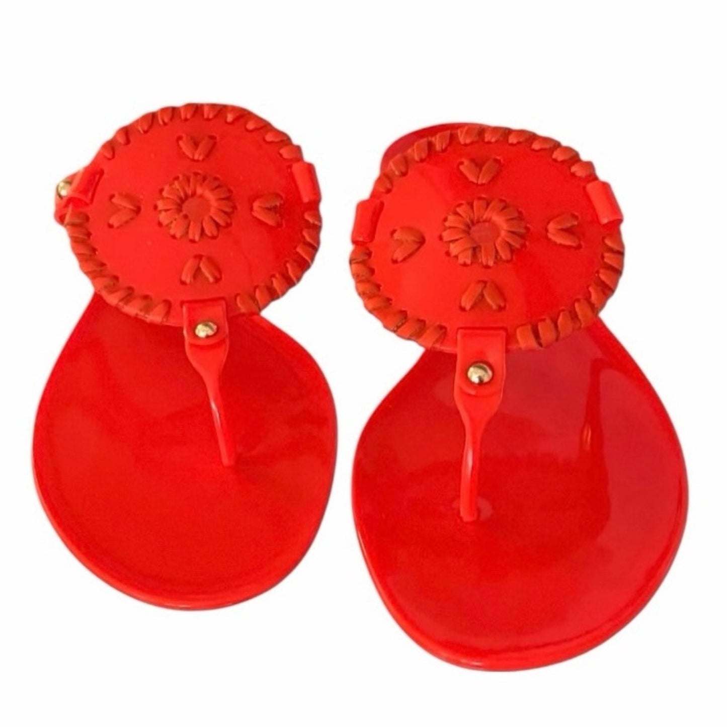 Jack Rogers Collins Jelly Sandals Coral PVC Medallion Flip Flops Size 10 NIB