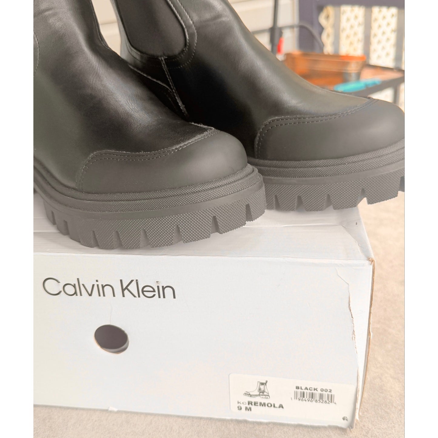 Calvin Klein Jeans KC Remola Chelsea Lug Sole Boots Black NIB Women’s 9M