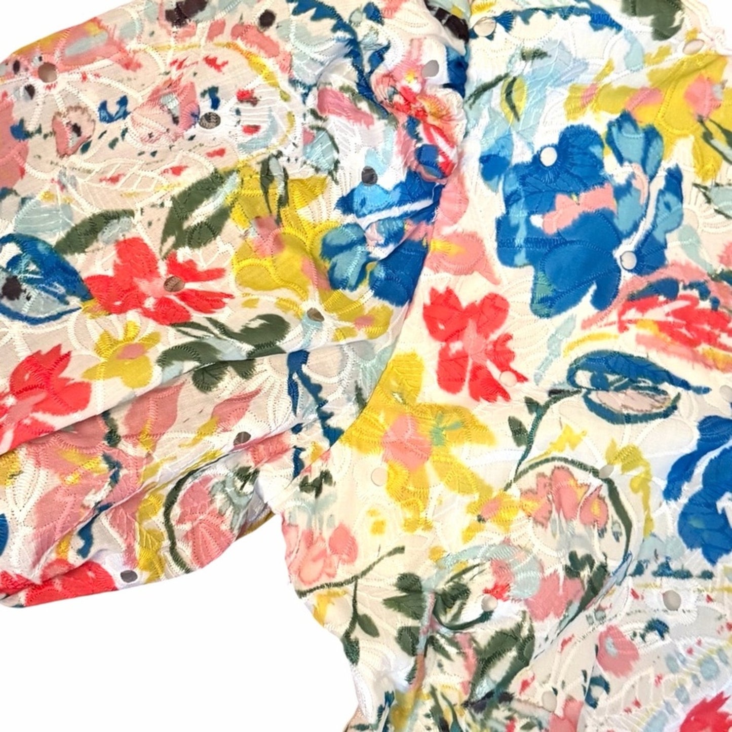 Elie Tahari Romantic Floral Eyelet Peplum Puff Sleeve Designer Top NWT Size 10