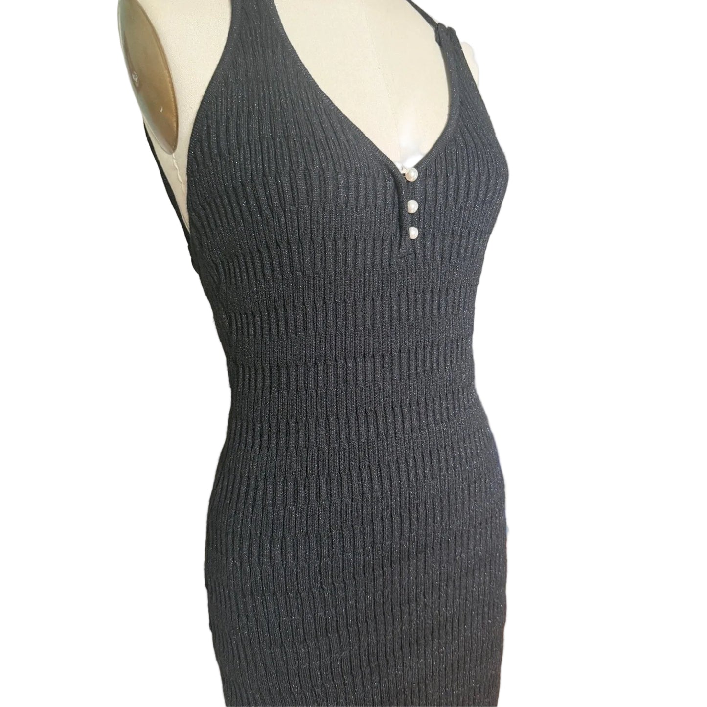 Torn by Ronny Kobo Ingrid Black Knit Maxi Dress NWT Size Med