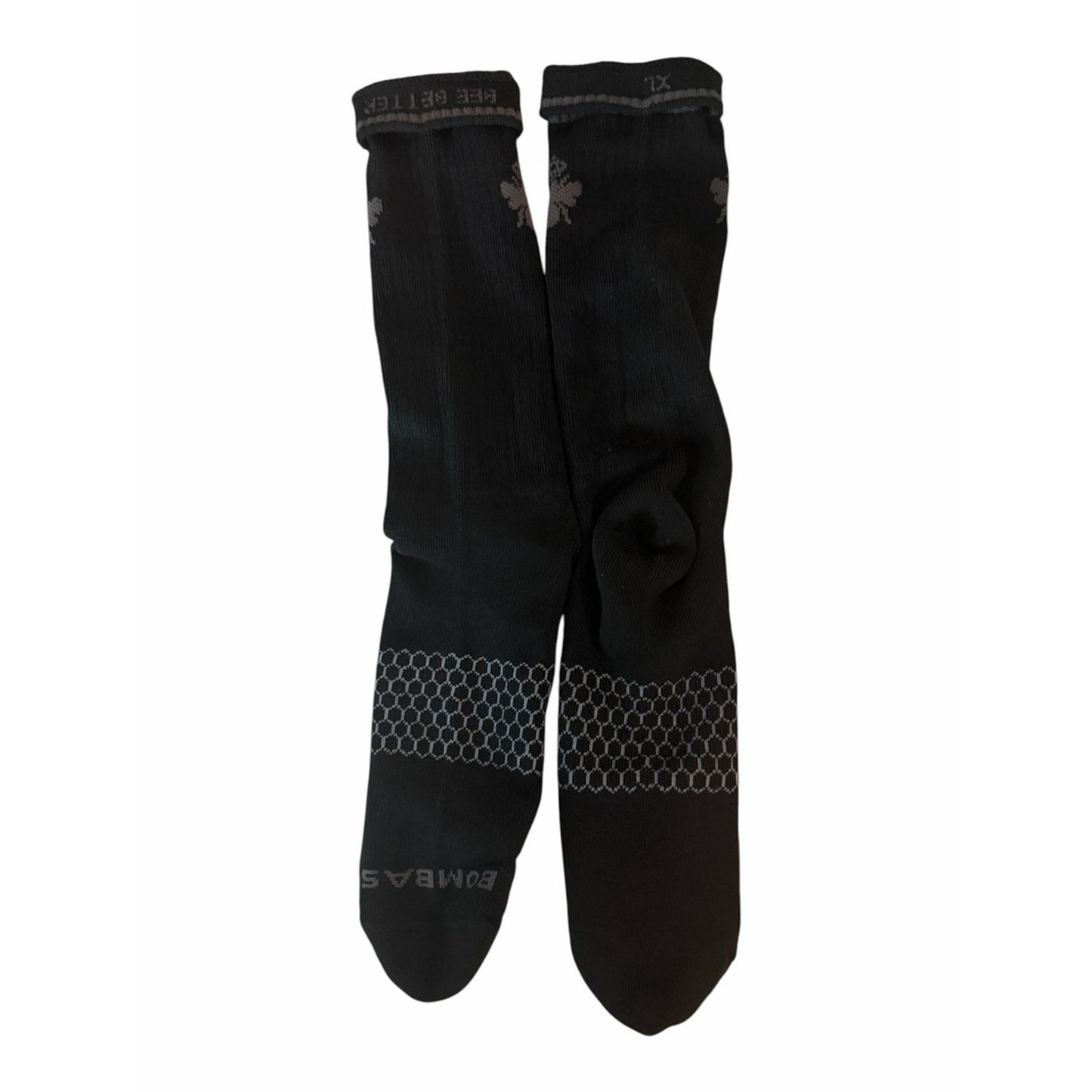Bombas Men’s XL Honeycomb Crew Socks 4-Pack Black Cushioned Unisex