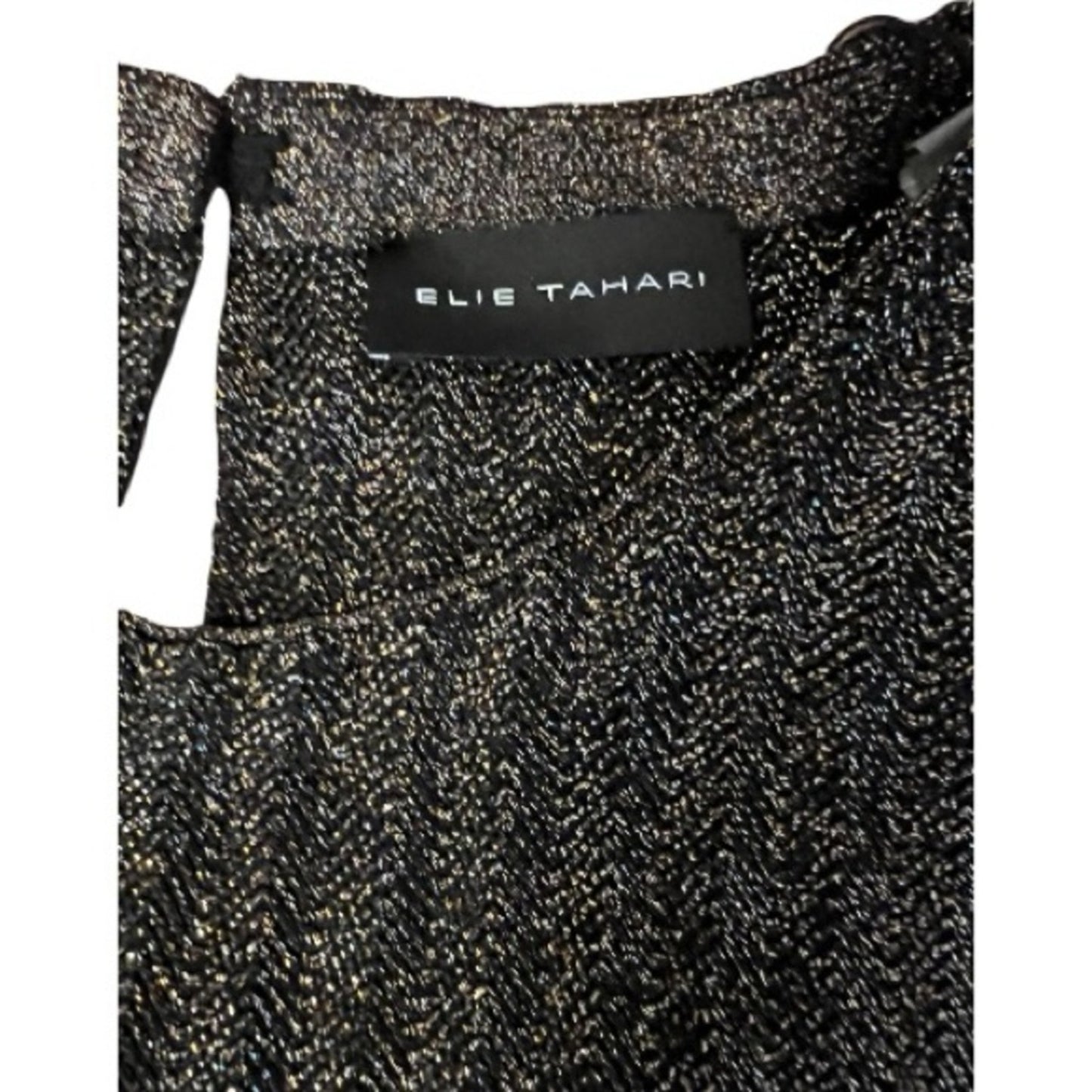 Elie Tahari Black and Gold Knit Dress Women's XL NWT