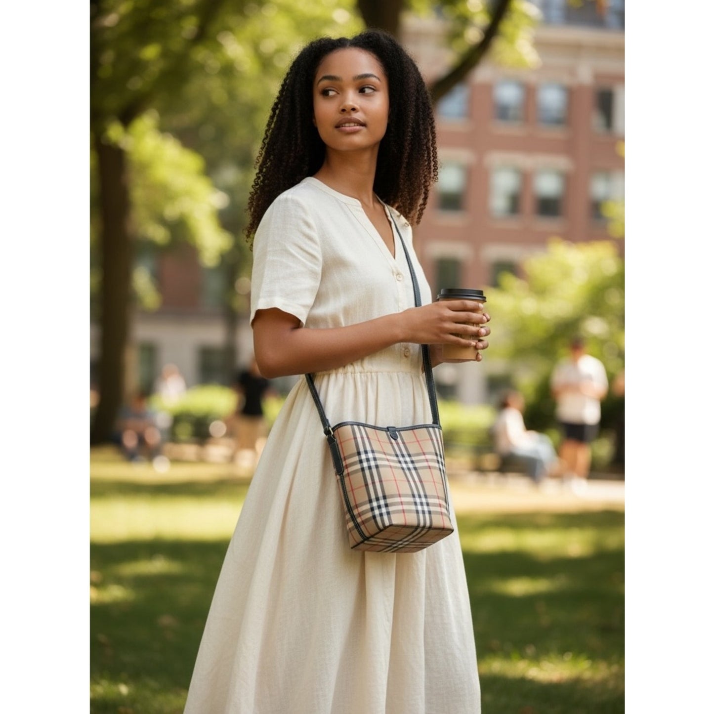 Burberry Ashby Vintage Check Crossbody Bucket Bag NWT Archive Beige w/ Dust Bag