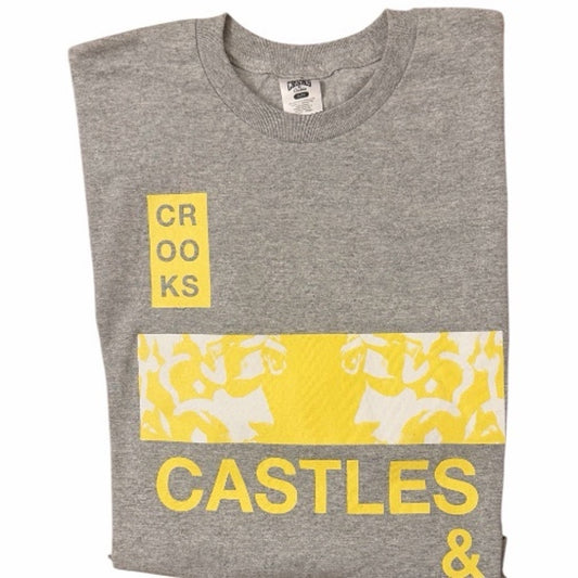 Crooks & Castles Men's XL Graphic T-Shirt Heather Gray Yellow NWOT