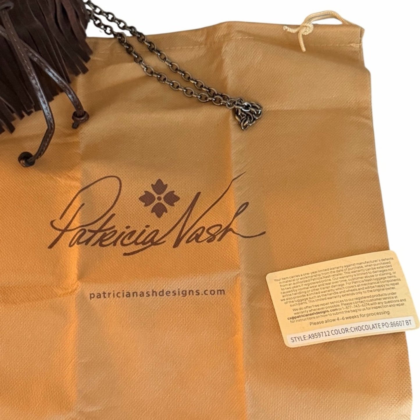 Patricia Nash Mini Elisa Fringe Bucket Bag NWT | Coastal Cowgirl Brown Leather