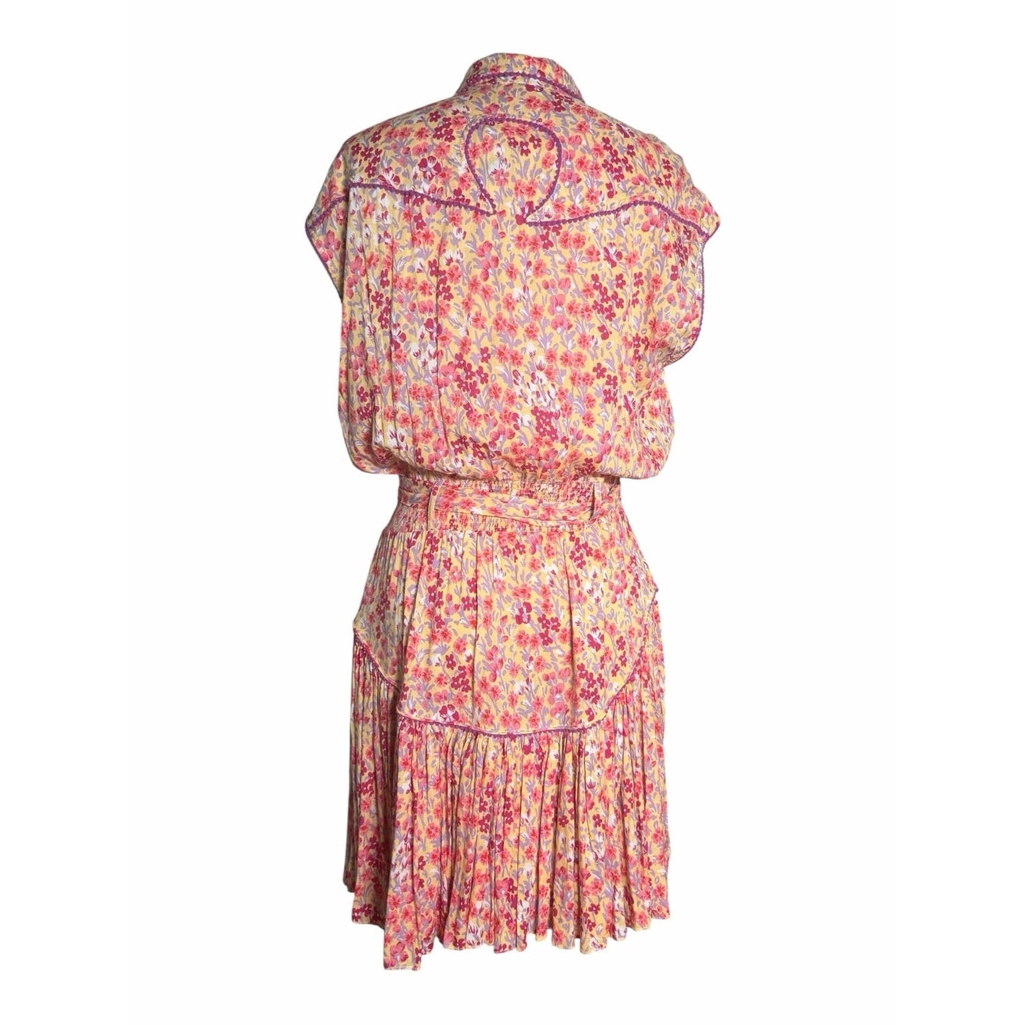 Poupette St Barth Margo Lace Mini Dress Purple Daffodil Floral Size L NWT
