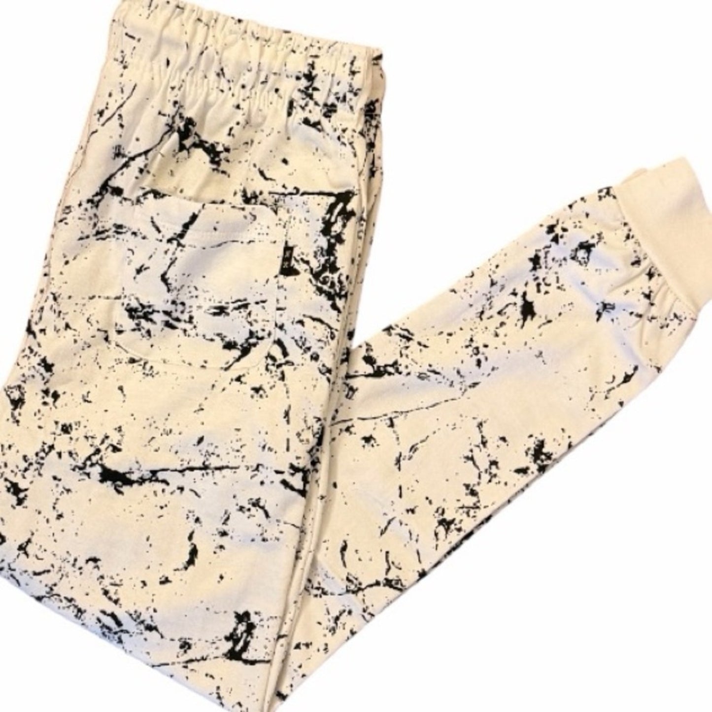 NASA WHITE W/ BLACK PAINT SPATTER - NAVY YARD MEN’s MED JOGGERS-SWEATPANTS NWT