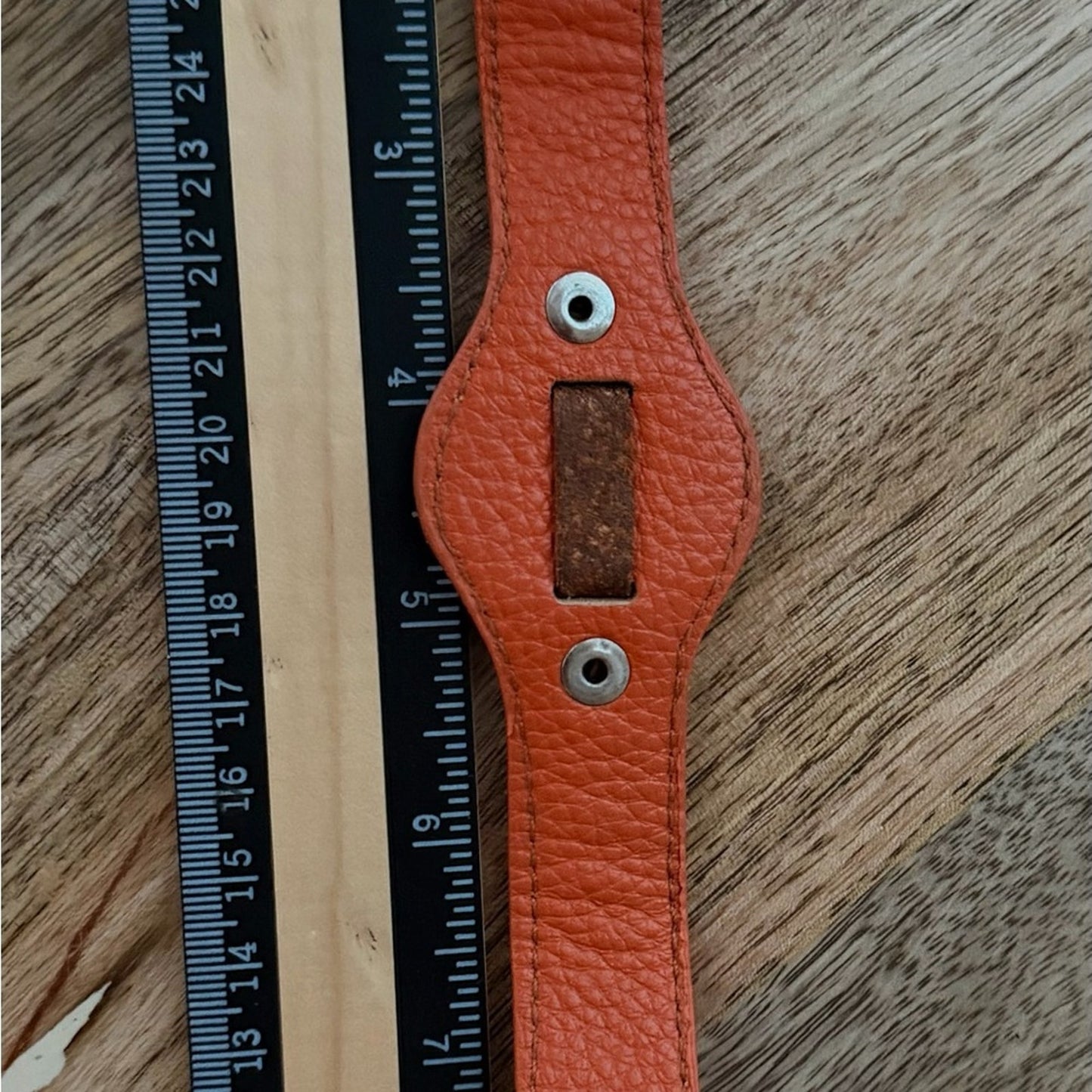 Vintage Tory Burch Orange Leather Cuff Bracelet Gold Tone Hardware