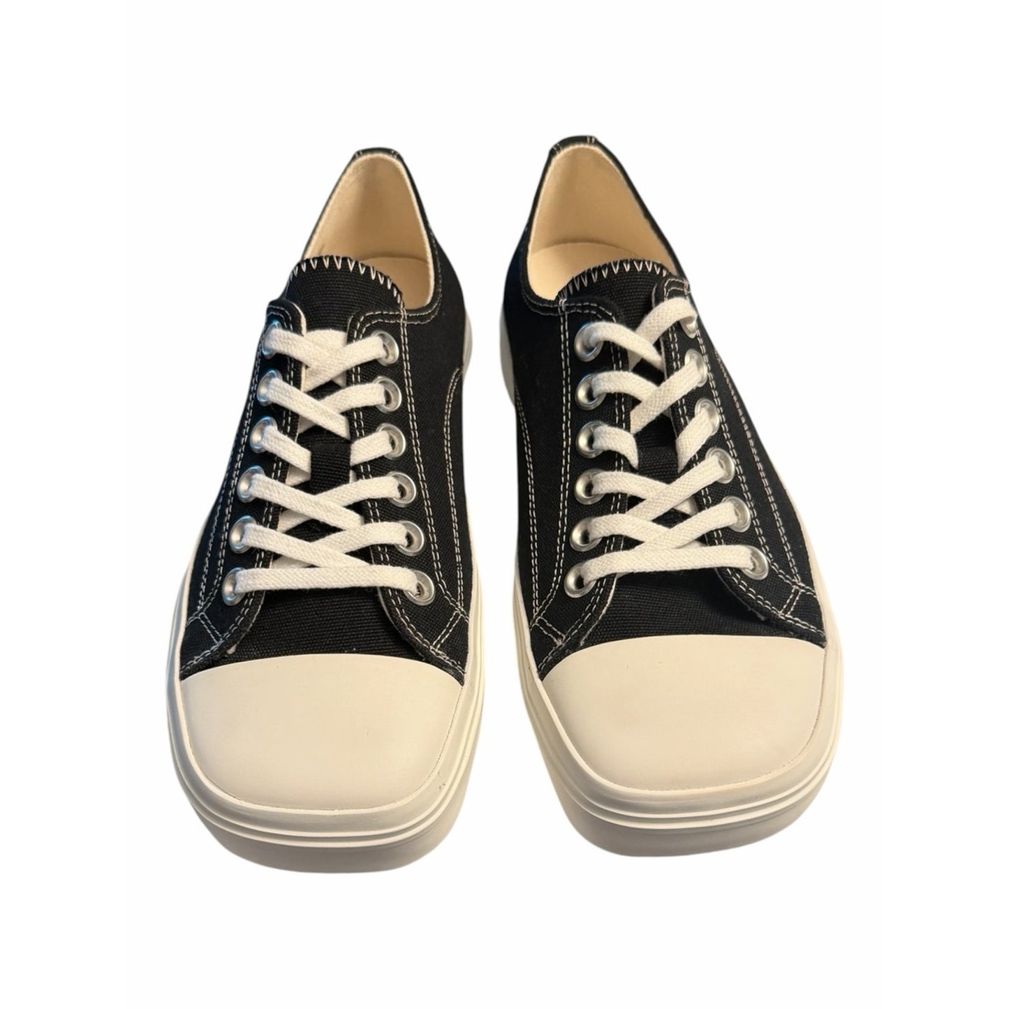 Moschino Couture Milano Platform Sneakers Black Canvas Low Top NIB $560 Size 37