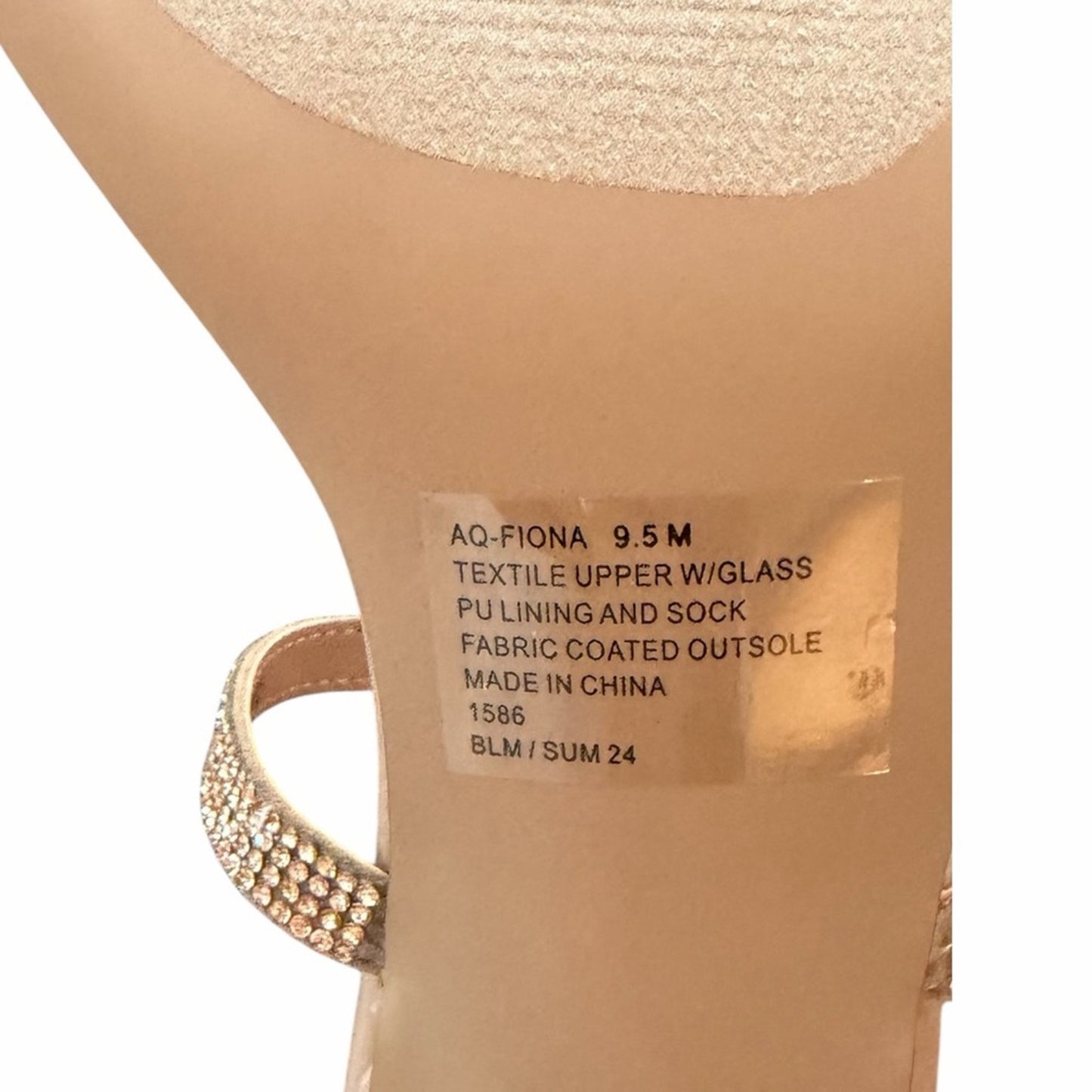 Aqua Fiona Nude Rhinestone Strappy Heels Size 9.5