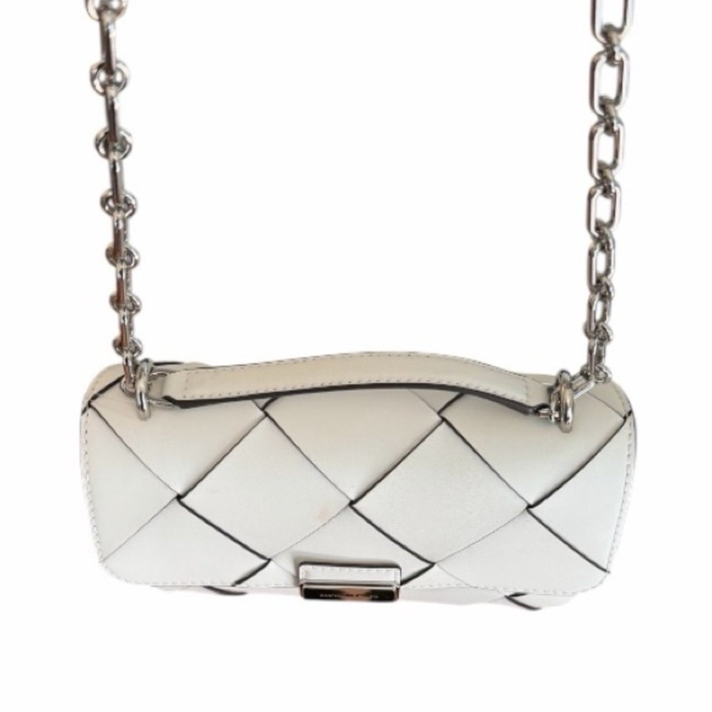 Michael Kors Tribeca Leather Convertible Chain Shoulder Crossbody Bag White