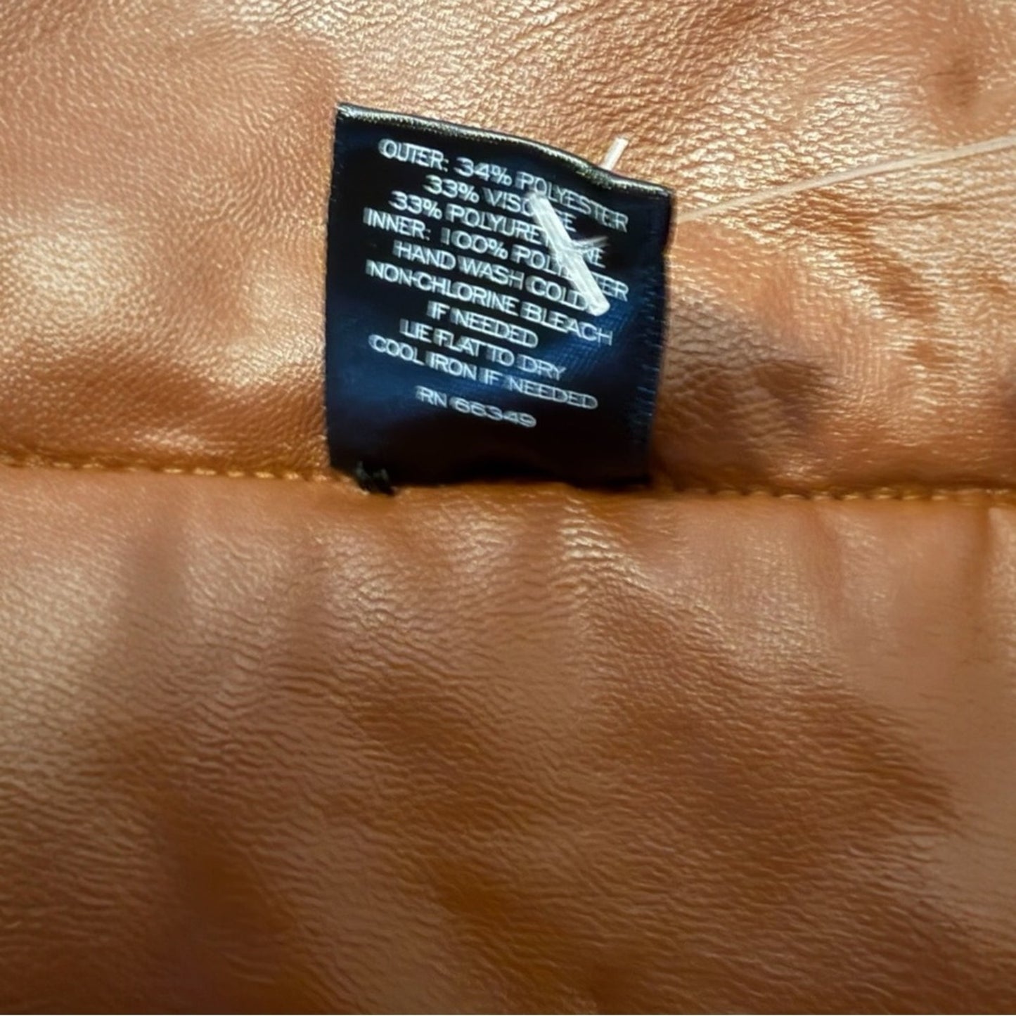 AQUA Faux Leather Quilted Puffer Scarf - Caramel Brown - NWT