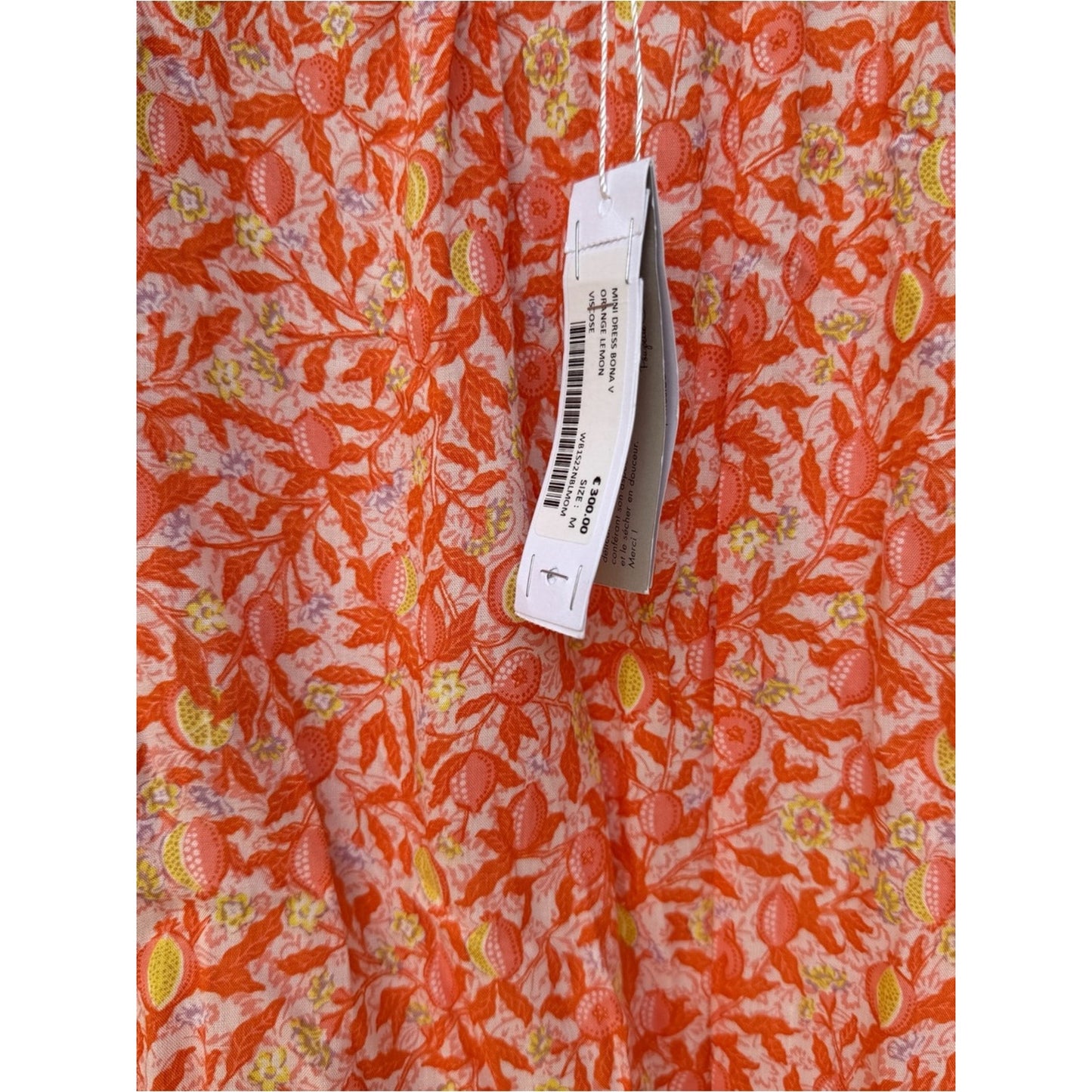 POUPETTE ST BARTH Bona V Mini Dress Orange Lemon Print NWT Size Medium