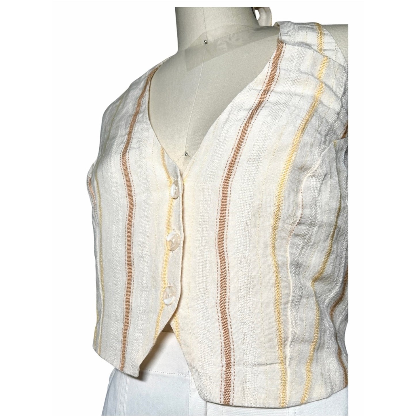 L*Space Beach House Vest NWT Medium Backless Halter Linen Blend Tie Crop Top