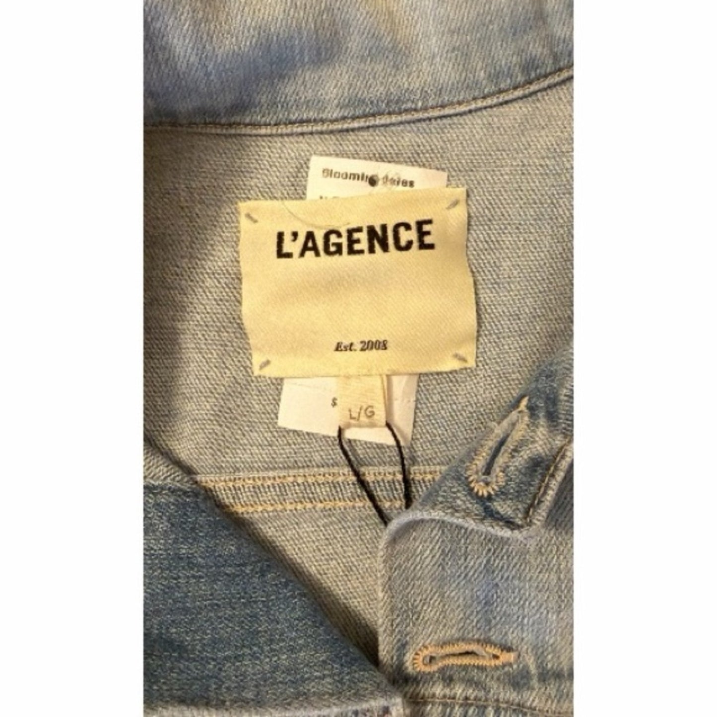 L'AGENCE Slim Raw Jean Jacket Janelle Size Large NWT