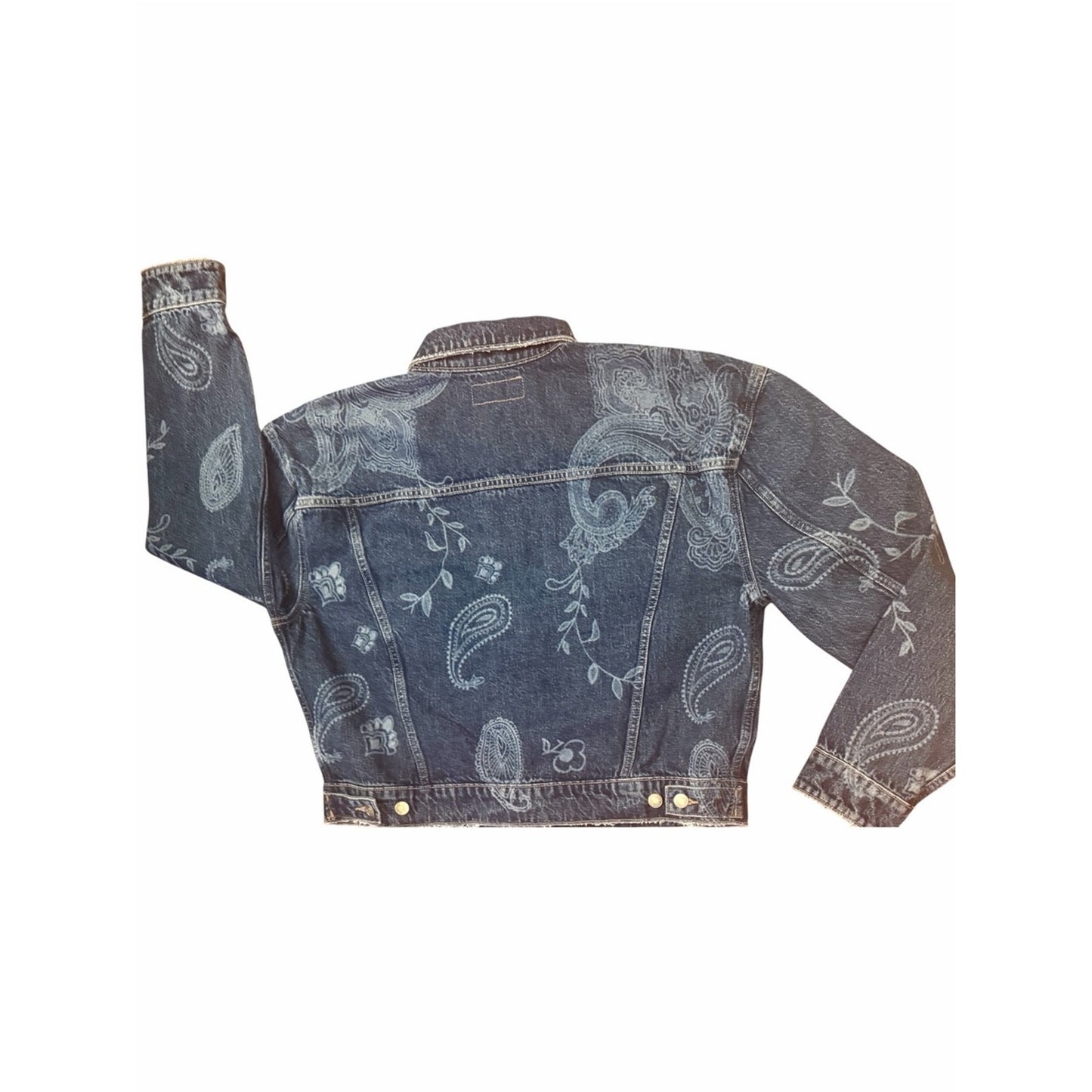 HUDSON Paisley Print Boyfriend Trucker Denim Jacket NWT Medium