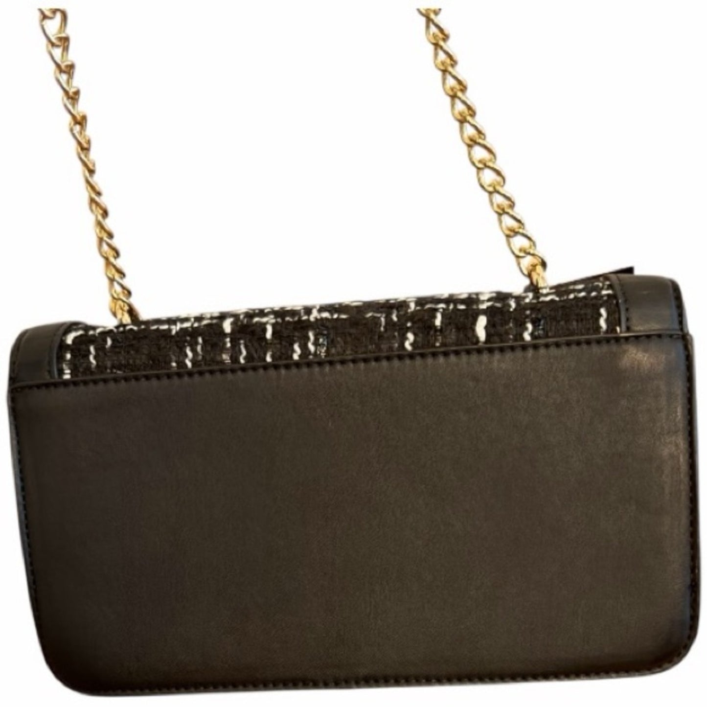 Badgley Mischka Wool Tweed Frame Crossbody Bag Black NWT